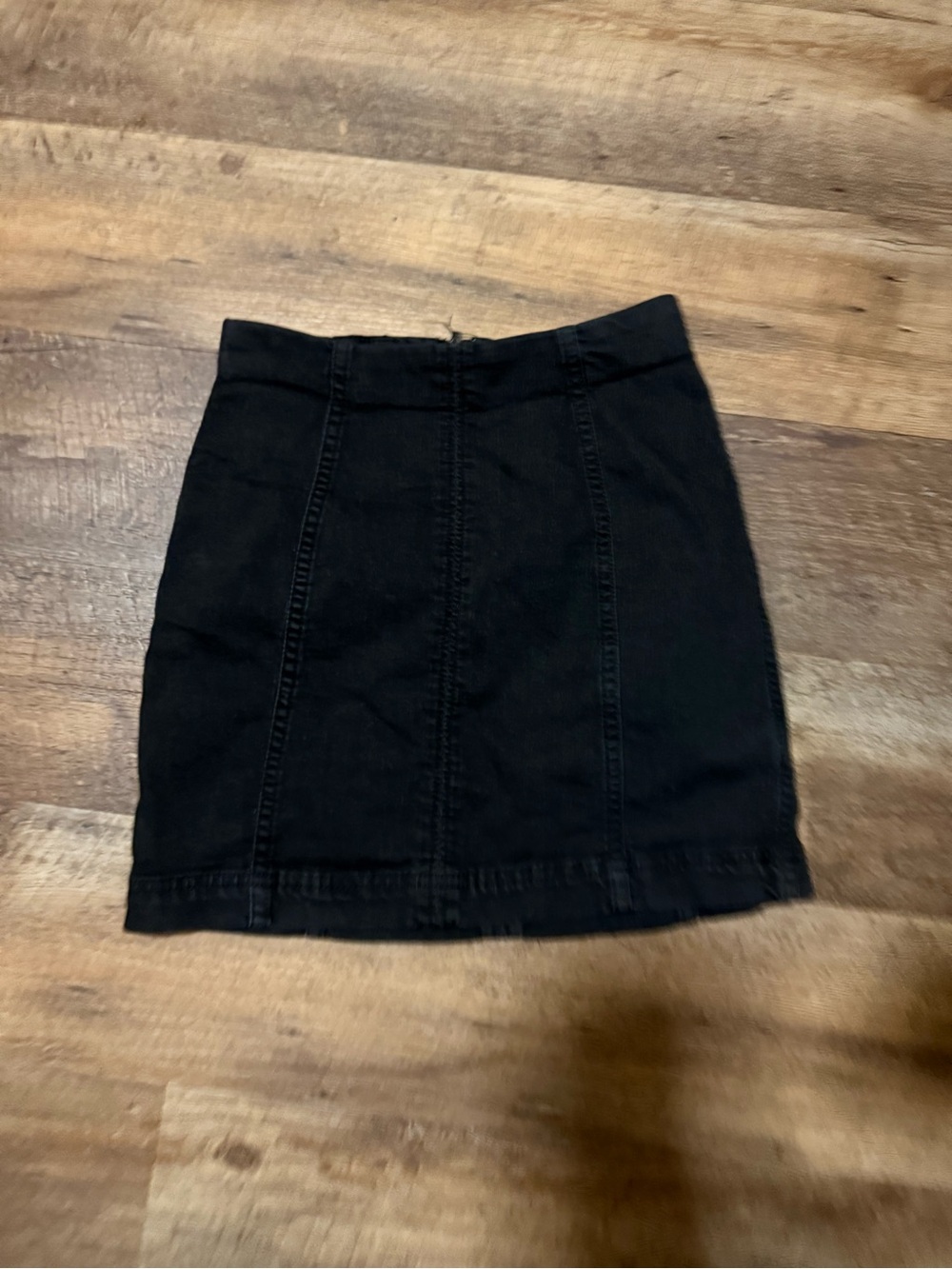 Free People Black Denim High-Rise Mini Skirt